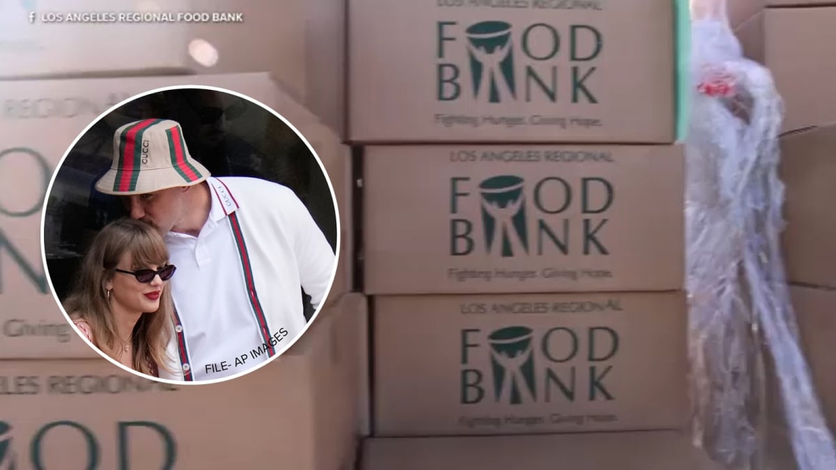 Taylor Swift and Travis Kelce at charity event supporting food banks and children's causes
