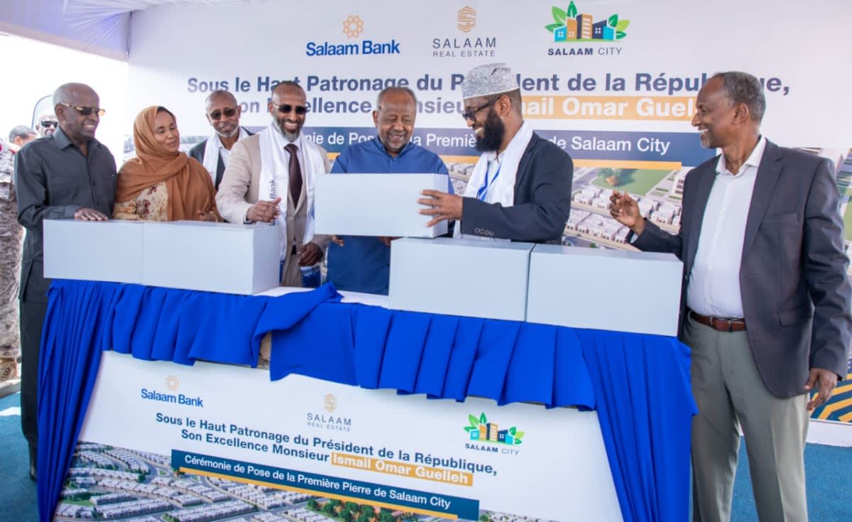 Construction groundbreaking ceremony for Salaam City residential development in Djibouti with officials present