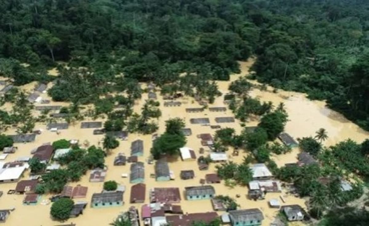 Disaster relief workers delivering supplies to flood-affected communities in Ghana's Volta Region