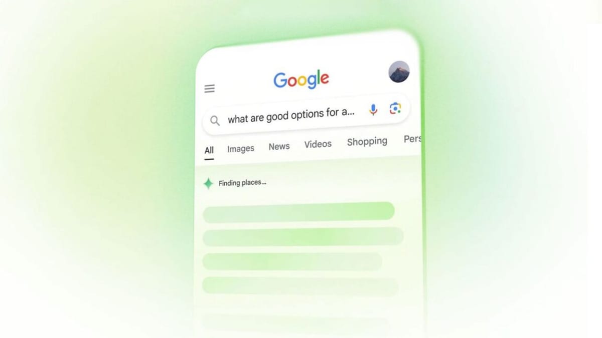 Google search results page showing AI Overview with new website links and exploration sections