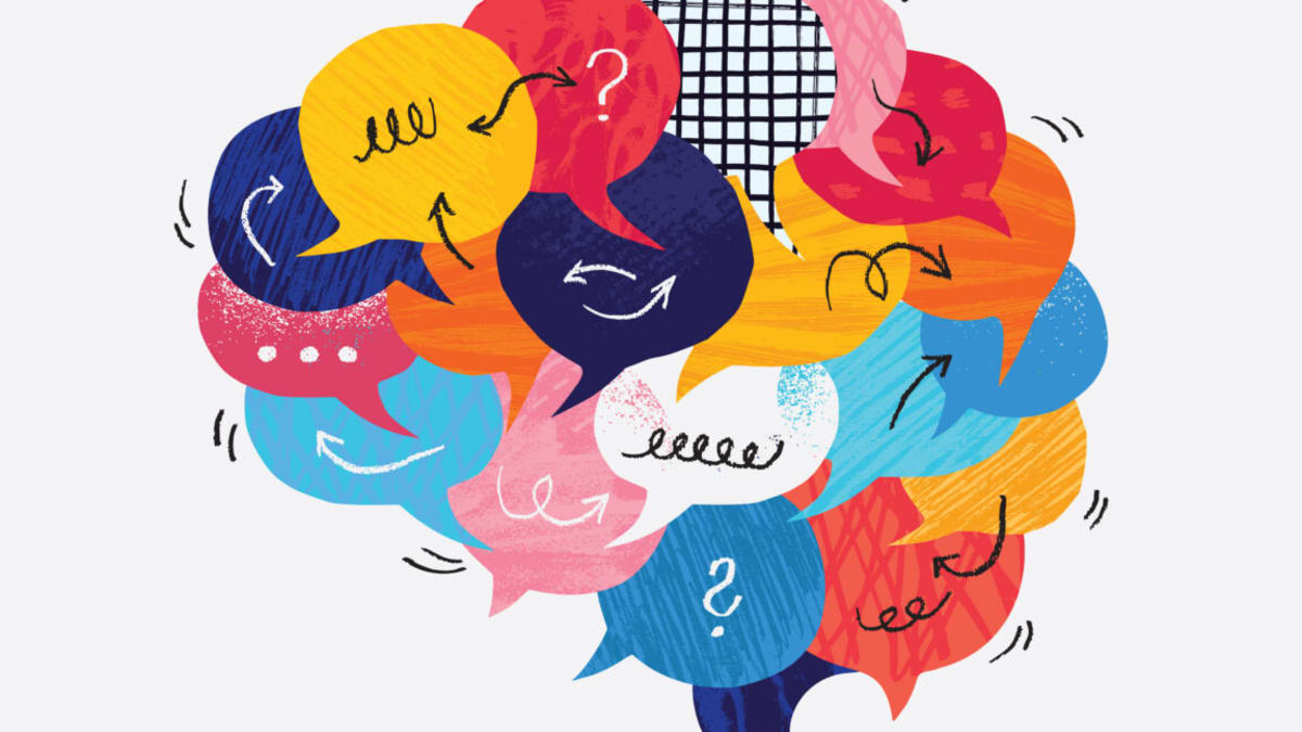 ** Diverse group of older adults practicing conversation together in language learning class