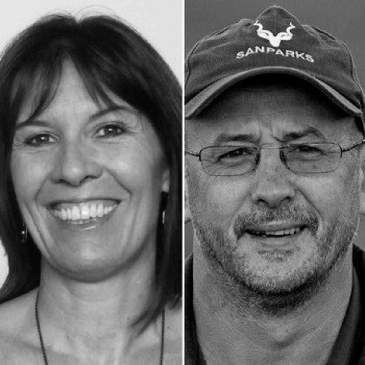 African elephants gathering at waterhole in South African savanna landscape at sunset