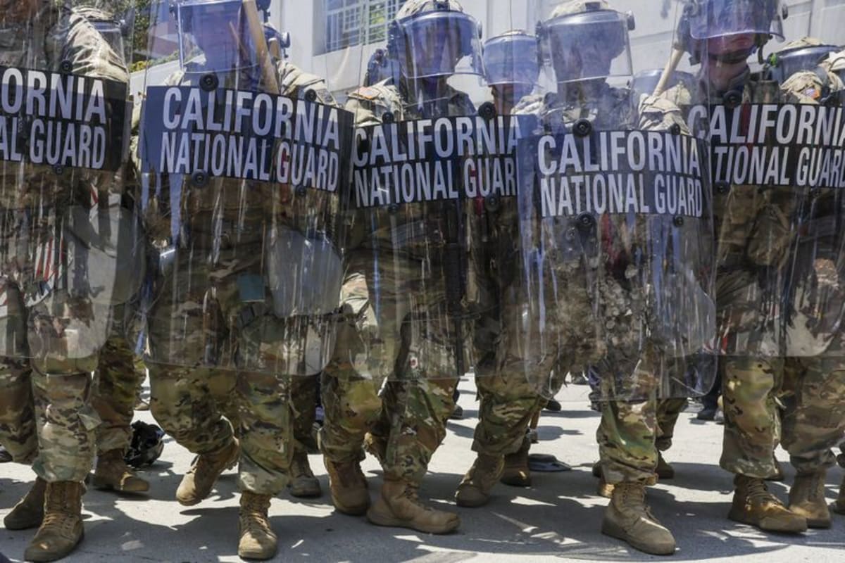 SoFi Stadium in Los Angeles preparing to host World Cup soccer matches with security presence