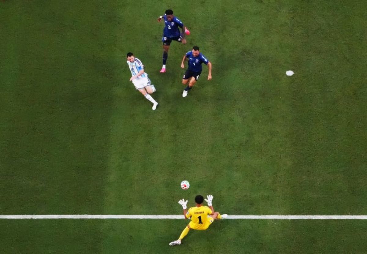 Cape Verde goalkeeper Vozinha making a save against Argentina during 2026 World Cup match