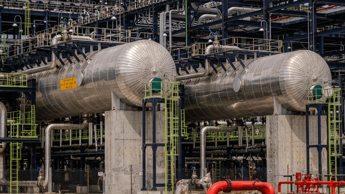 Aerial view of Dangote Petroleum and Petrochemicals Refinery complex in Lagos, Nigeria