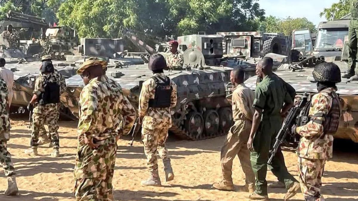 Nigerian Army soldiers on patrol protecting communities in Taraba state during security operation