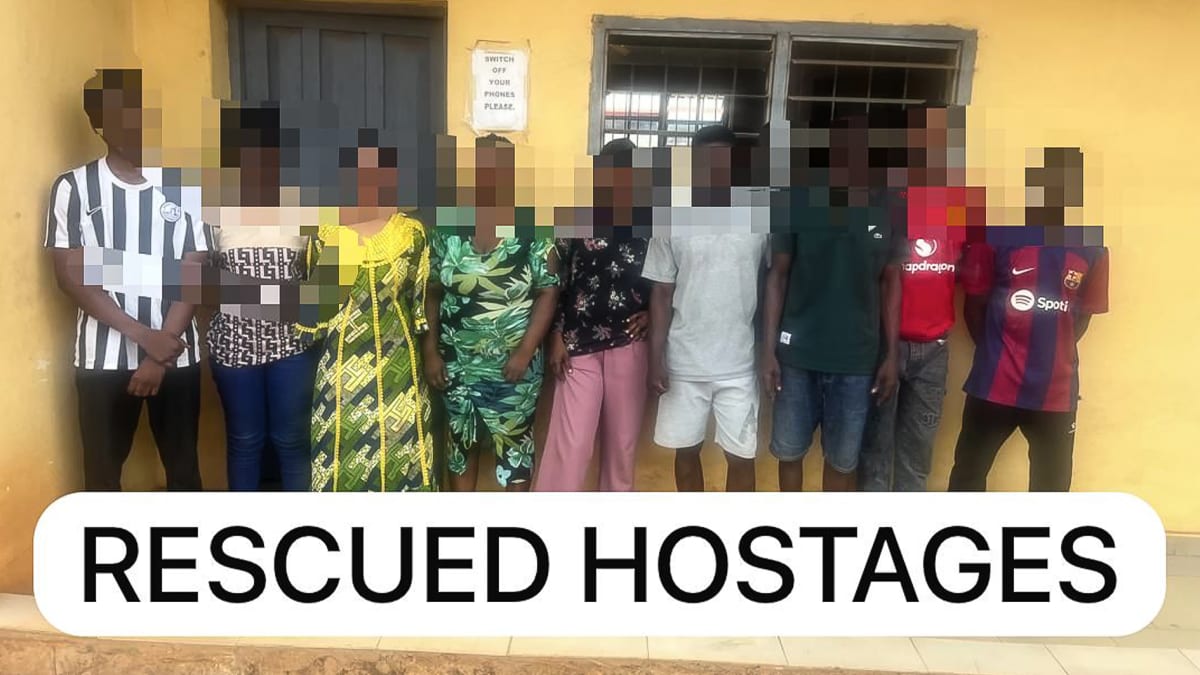 Rescued trafficking victims receiving assistance from Nigerian authorities after police operation