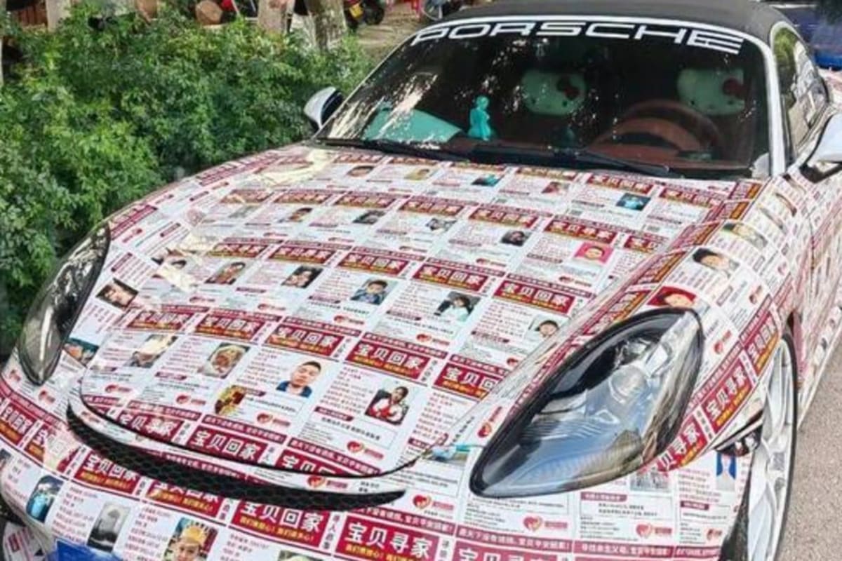 Porsche Owner Covers Car With 90 Missing Kids Flyers - Image 2