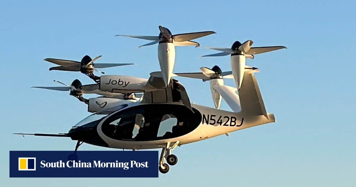 Modern multi-level flying taxi station building in Dubai with landing pads on rooftop