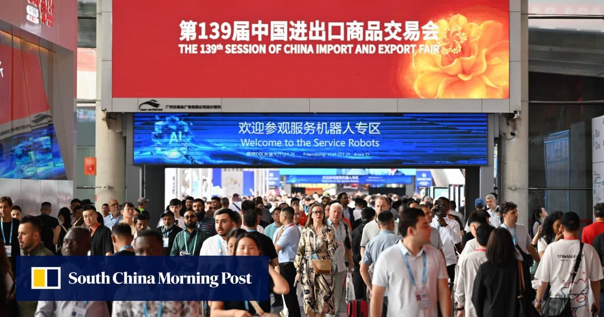 International buyers testing humanoid robots and drones at crowded Canton Fair technology pavilion