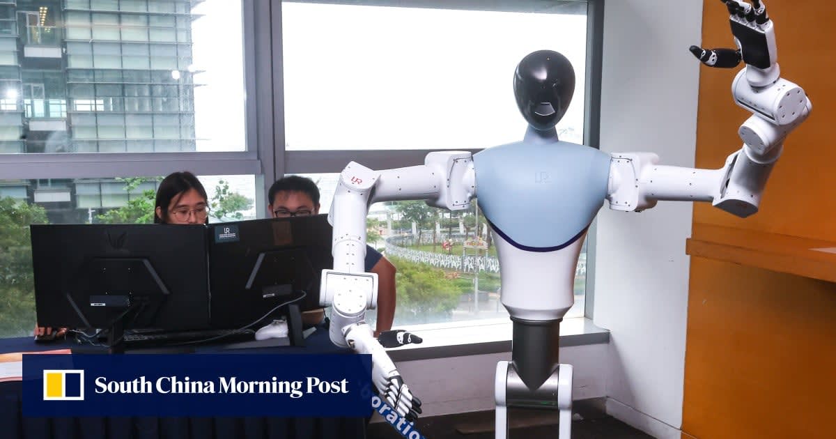 Advanced robotic arm and quadruped robot displayed at Hong Kong's new AI robotics laboratory