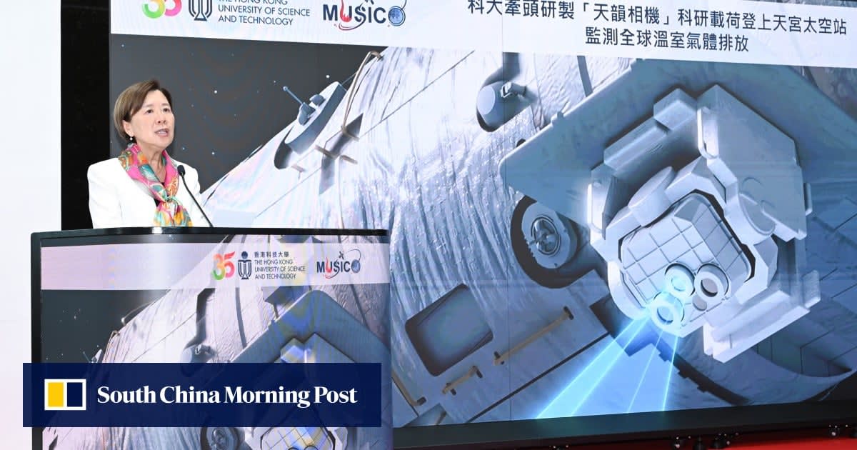 Astronaut Lai Ka-ying in space suit preparing for launch to operate Hong Kong carbon observatory