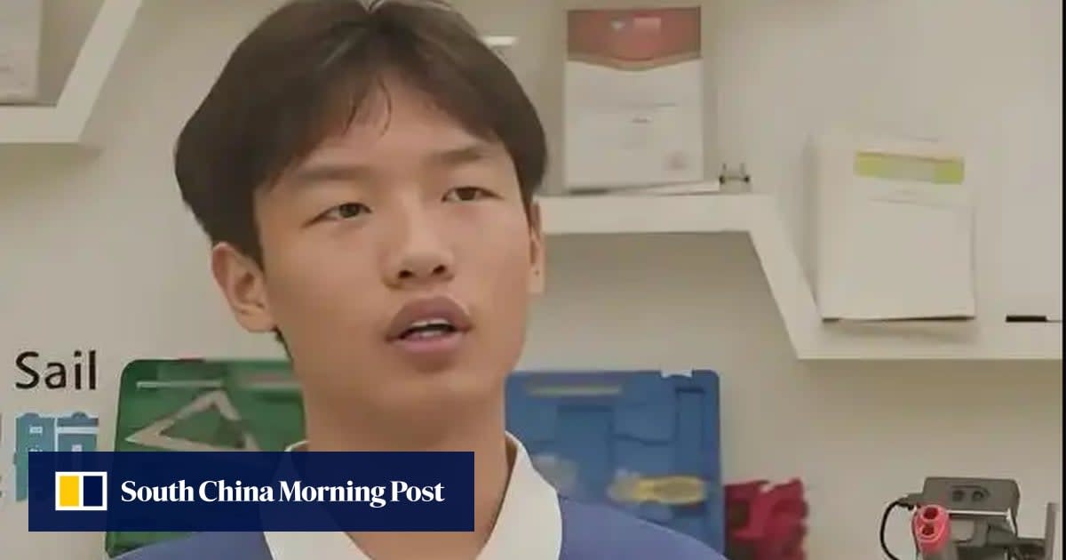 Young Asian teen working in technology laboratory with drone equipment and computers