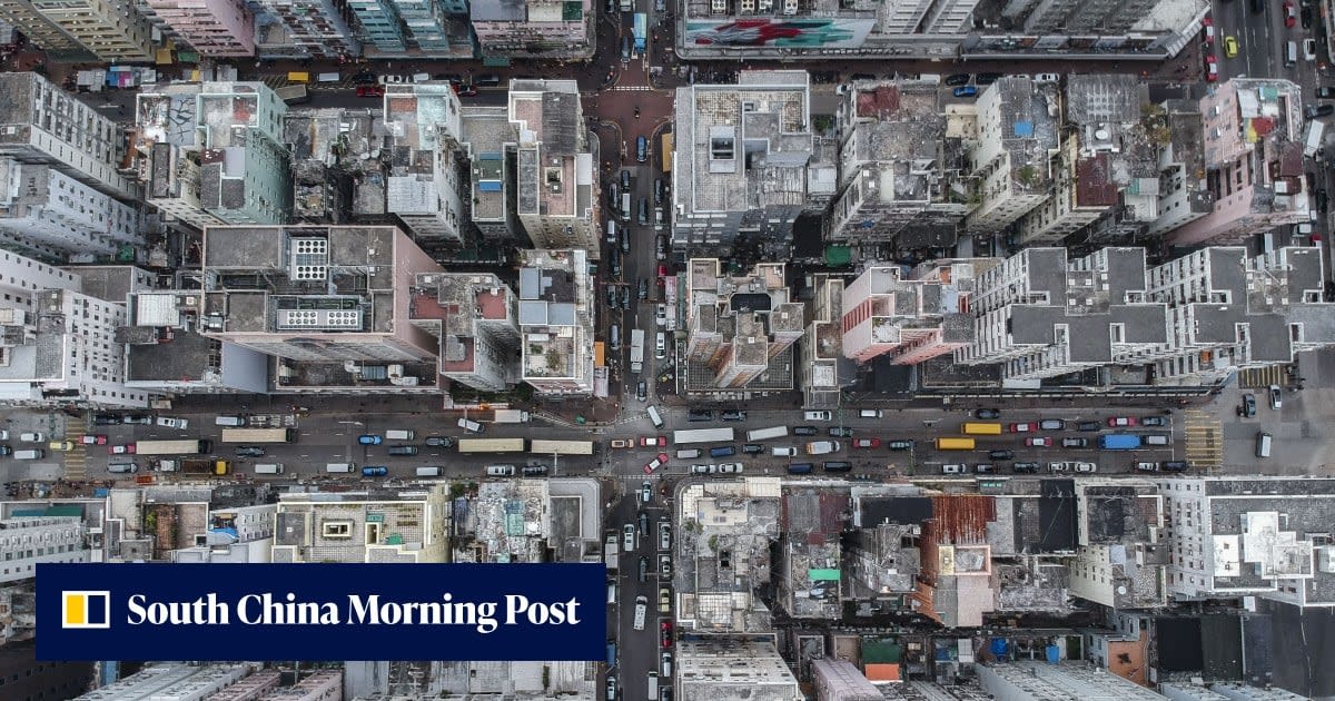 Aging residential buildings in Hong Kong's Sham Shui Po district awaiting urban redevelopment and renewal