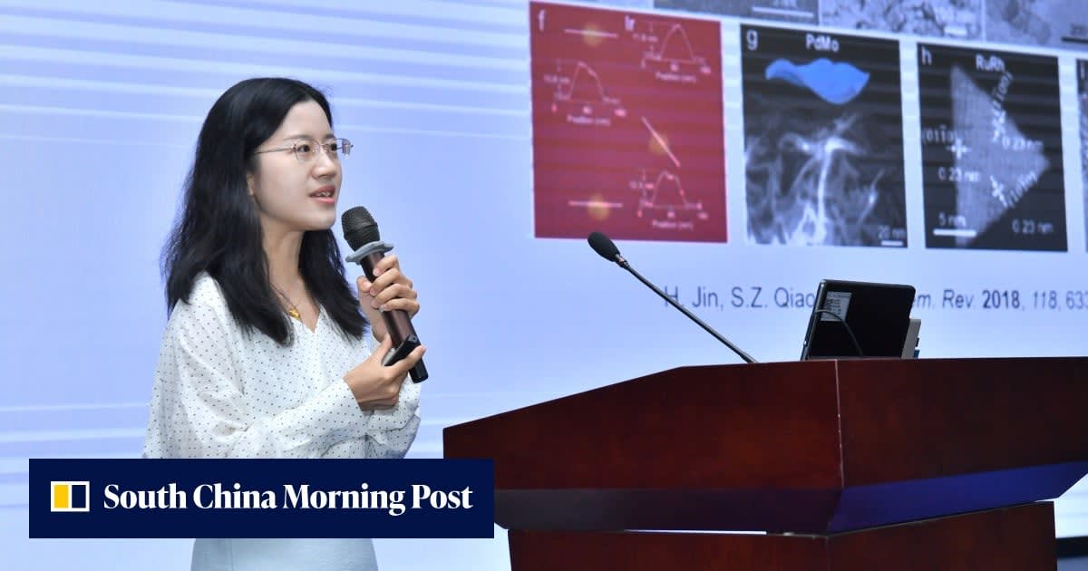 ** Female scientist Liu Jiawei working in modern research laboratory in Hong Kong