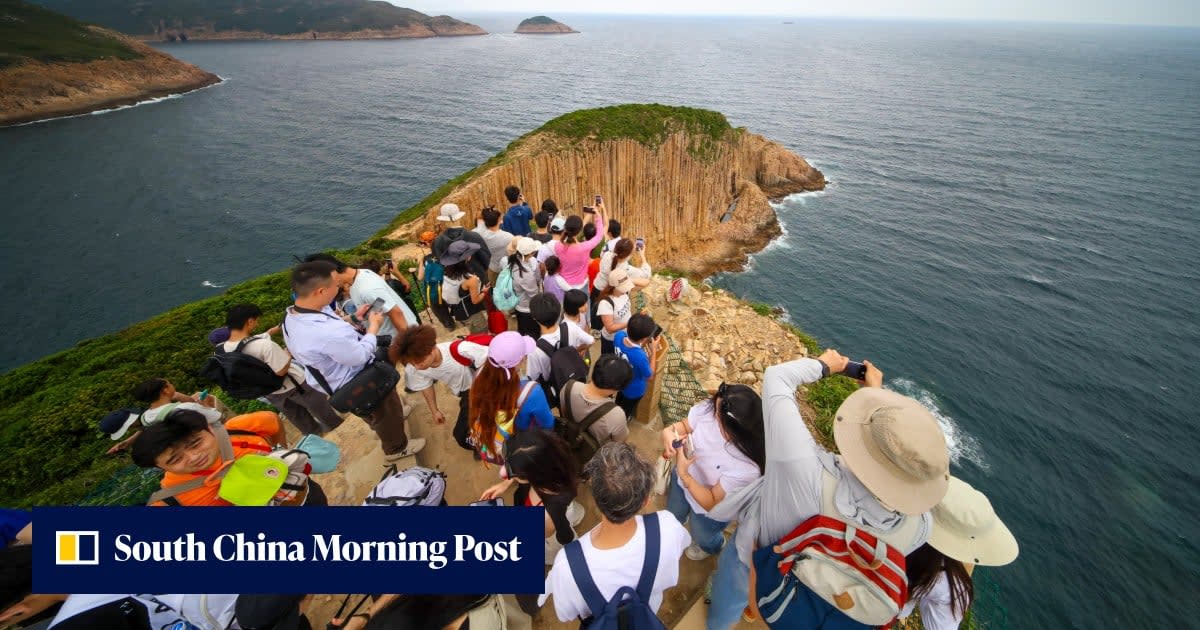 Stunning hexagonal rock columns along Hong Kong's coastal High Island Geo Trail at Sai Kung