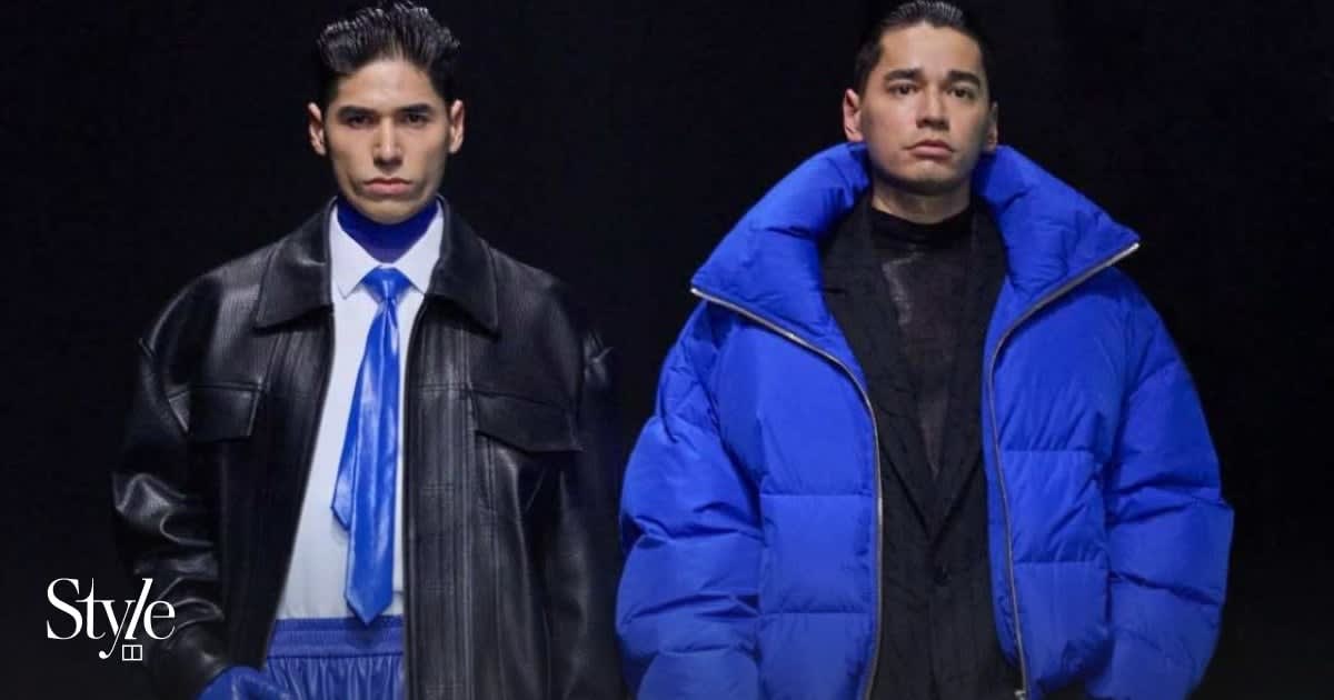 Olympic speed skaters Shaolin and Shaoang Liu walking runway at Shanghai Fashion Week