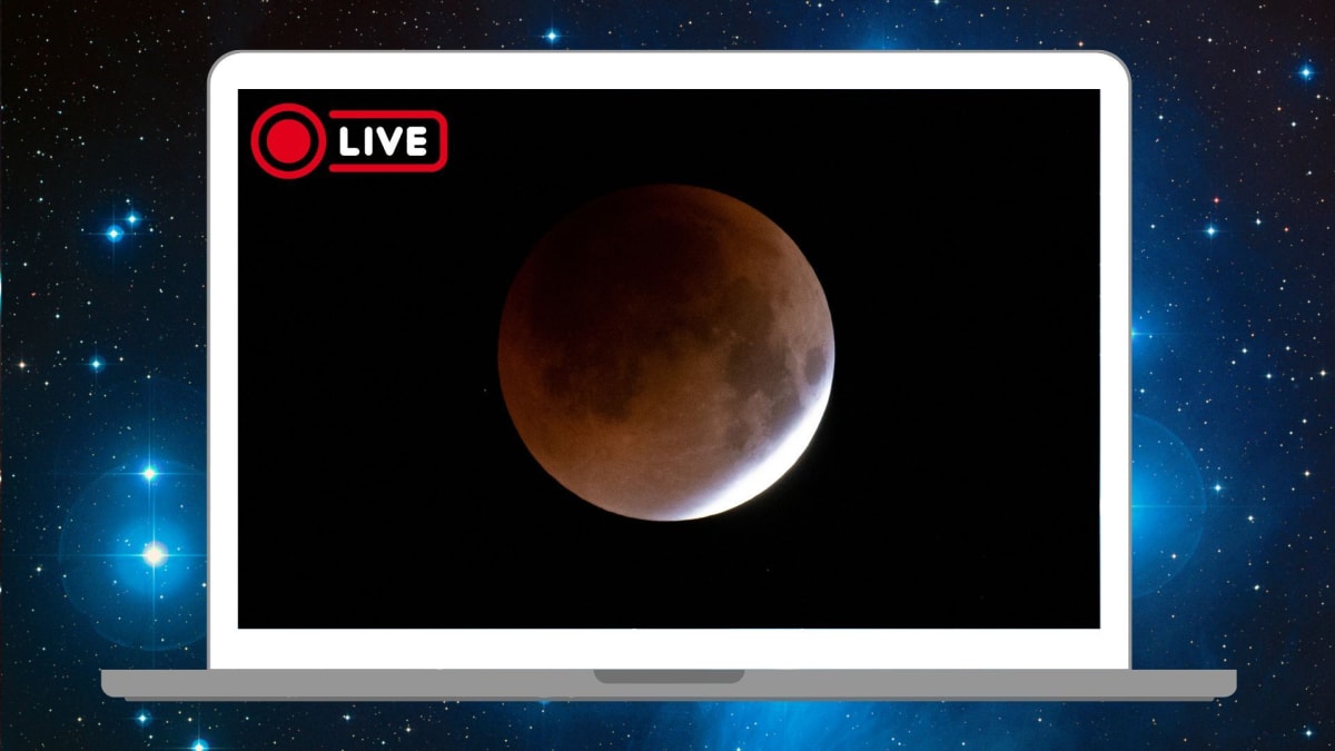 Partial lunar eclipse showing Earth's shadow covering most of the full moon