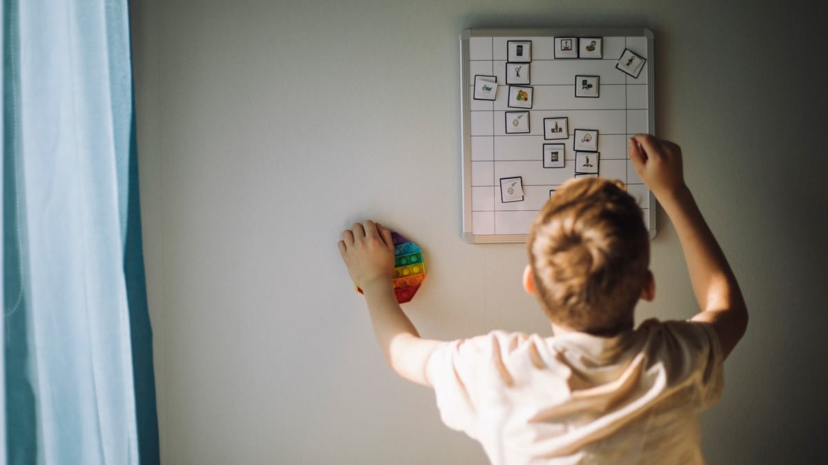 Young child participating in brain scan research study for ADHD understanding