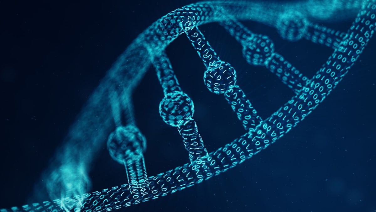 Digital visualization of quantum computing qubits processing genetic code sequences and viral genome data
