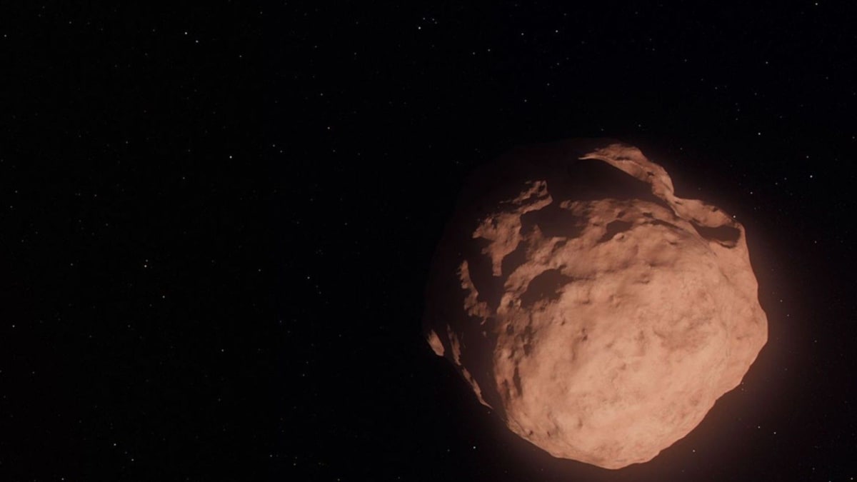 Artist illustration of small icy Trans-Neptunian Object orbiting far beyond Neptune in dark space