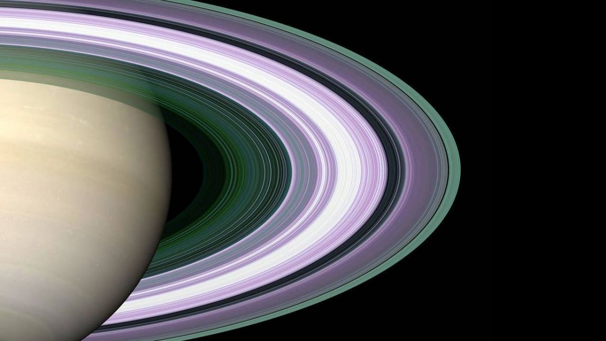 Close-up view of Saturn's bright icy rings captured by NASA's Cassini spacecraft