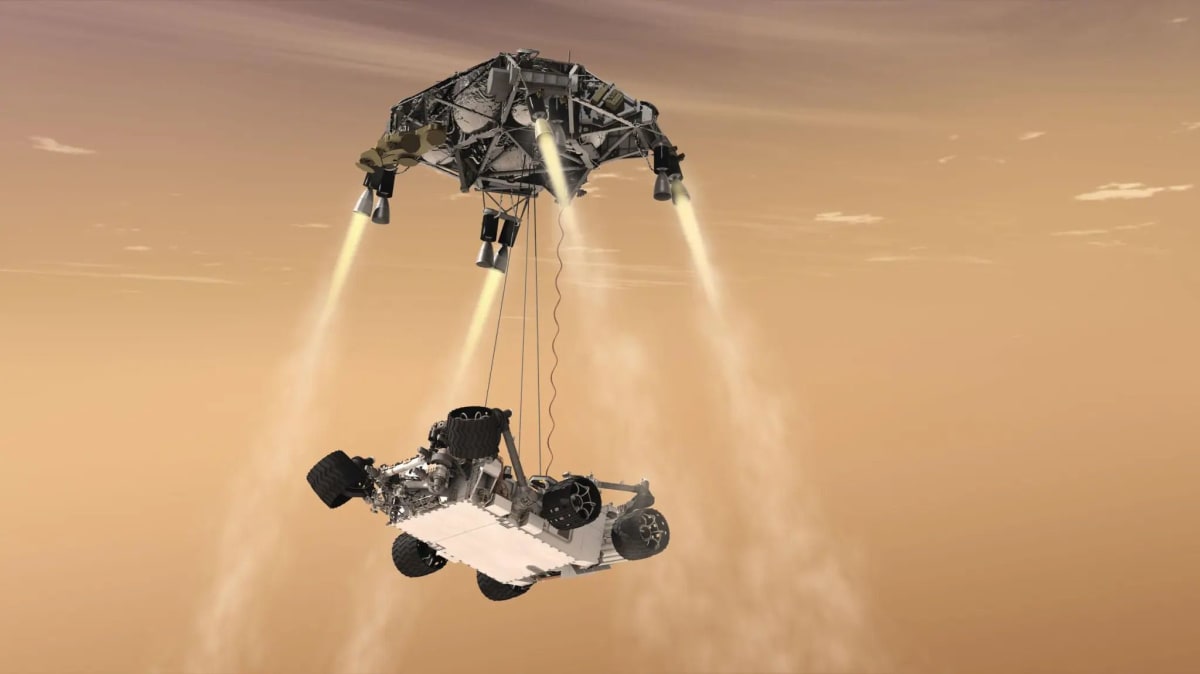 NASA Lands Car-Sized Curiosity Rover on Mars with Sky Crane