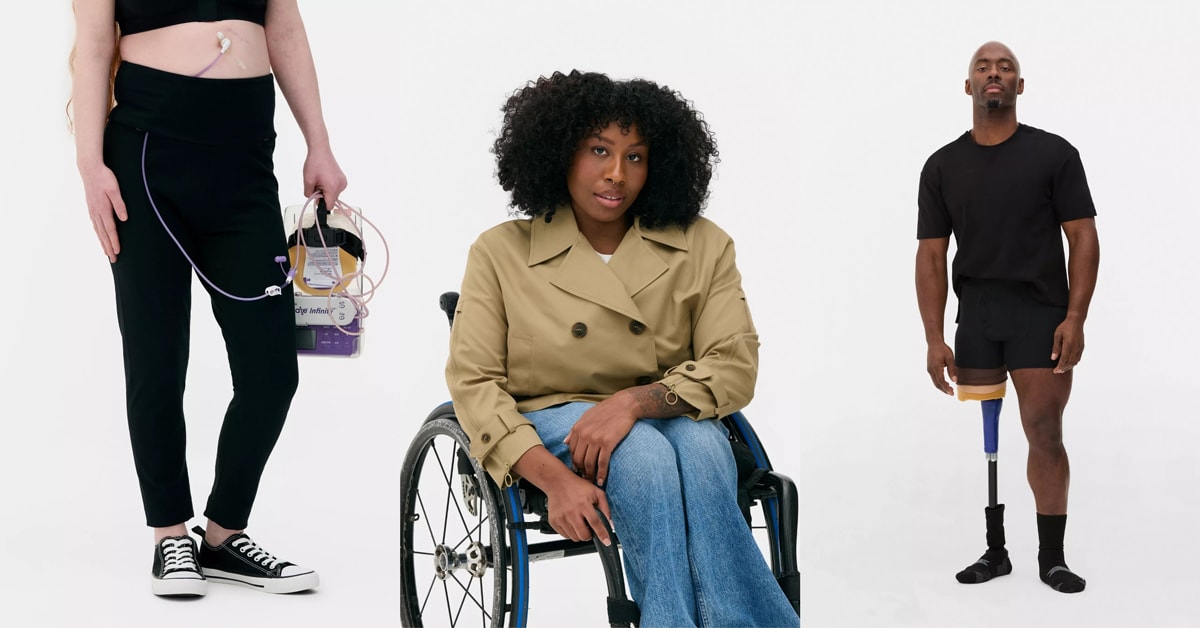 Victoria Jenkins stands with diverse group of disabled models wearing Primark adaptive clothing collection