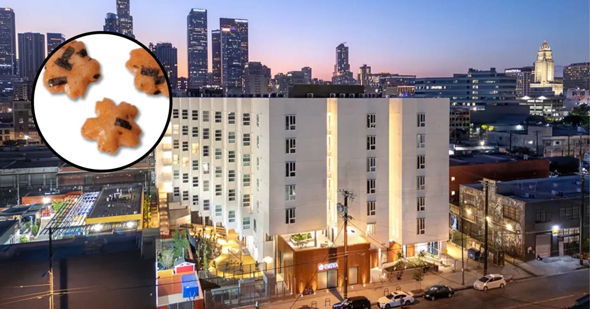 Courtyard of The Umeya affordable housing complex in Los Angeles' Little Tokyo neighborhood