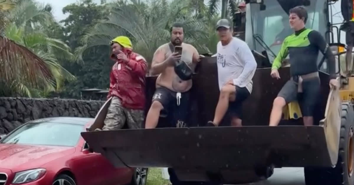 Tractor Saves 98-Year-Old From Hawaii Floods