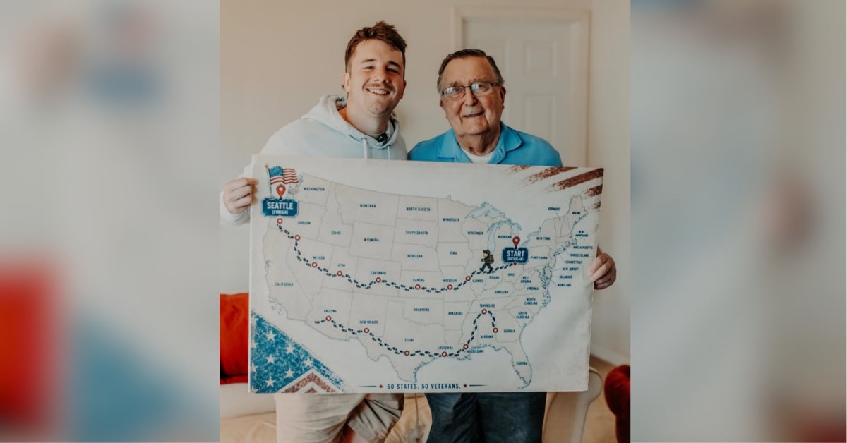 Samuel Weidenhofer and 88-year-old veteran Ed Bambas launching their nationwide veterans fundraising campaign