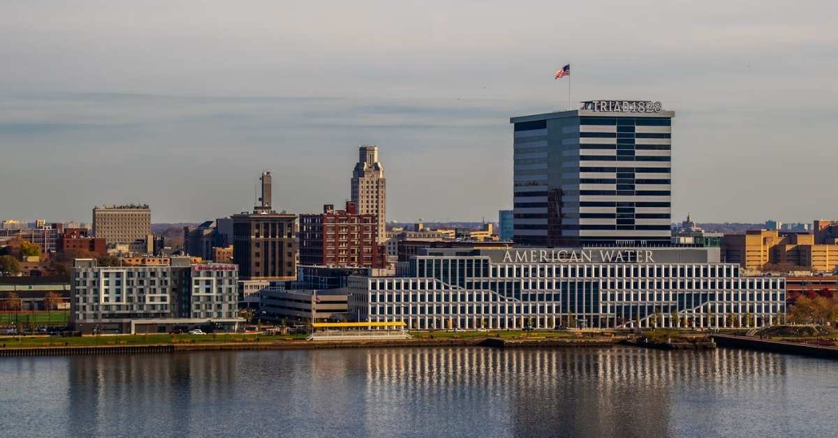 Camden, New Jersey cityscape across Delaware River showing urban community transformation