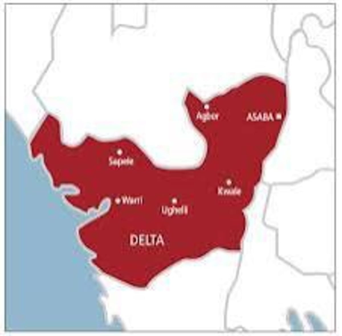 Map of Delta State Nigeria showing Asaba community location for healthcare initiative