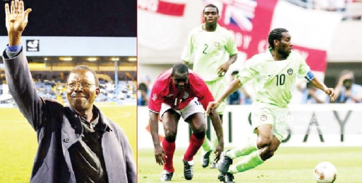 Adegboye Onigbinde coaching Nigeria's Super Eagles during 2002 World Cup in Asia