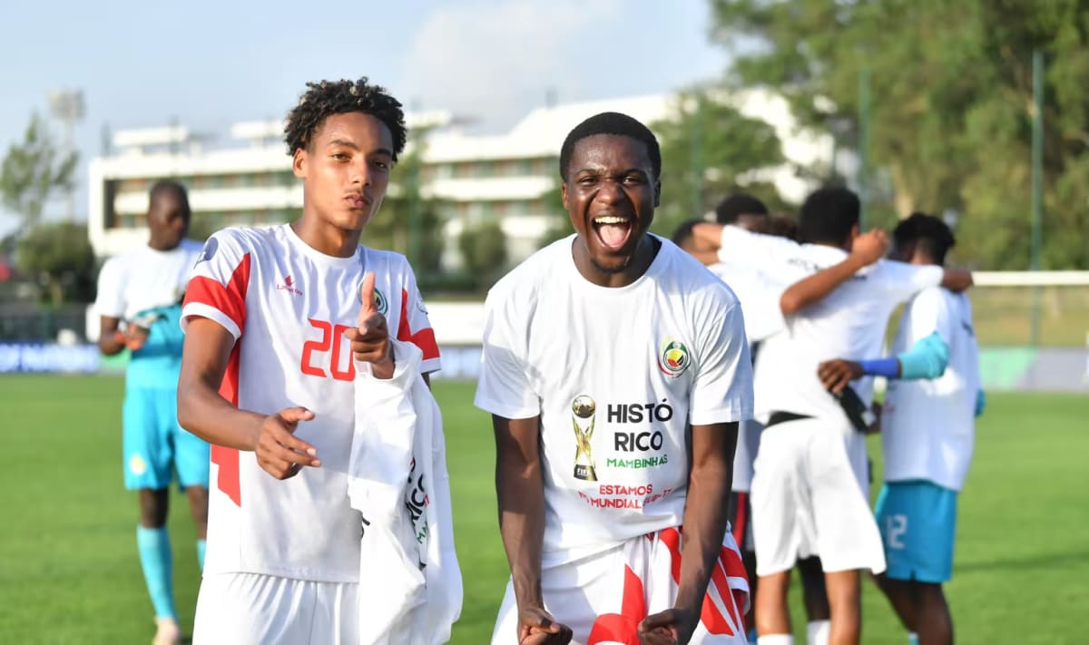 Young Ugandan football players celebrating their dramatic penalty shootout victory at Morocco stadium