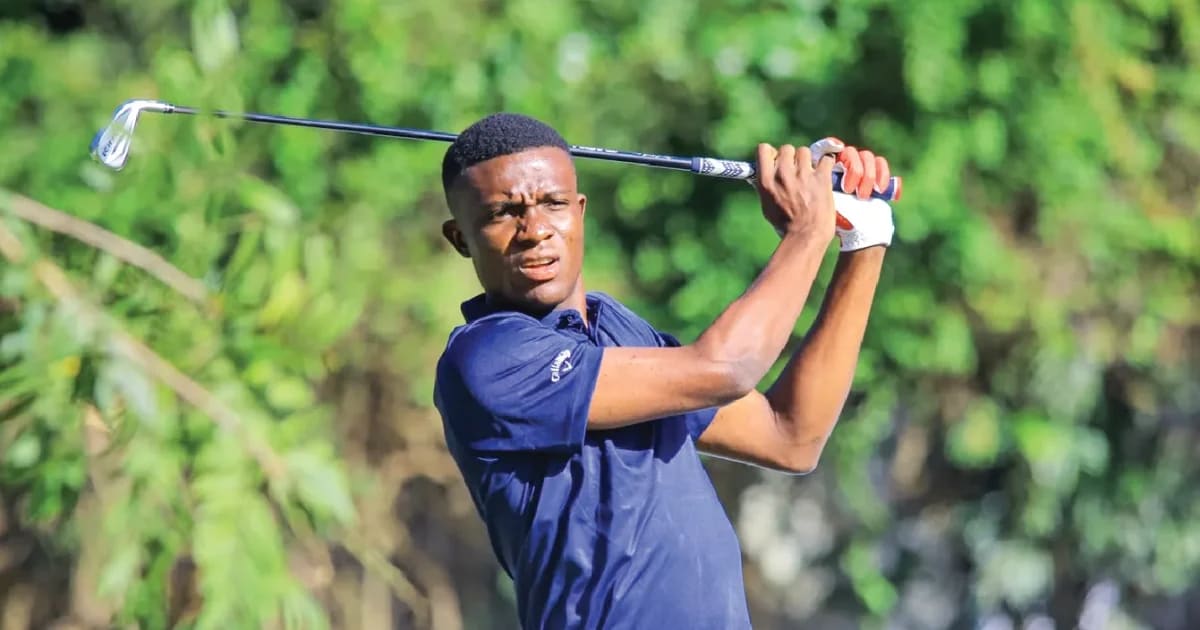 Golfer preparing to swing at Lakowe Lakes Golf & Country Estate in Lagos, Nigeria