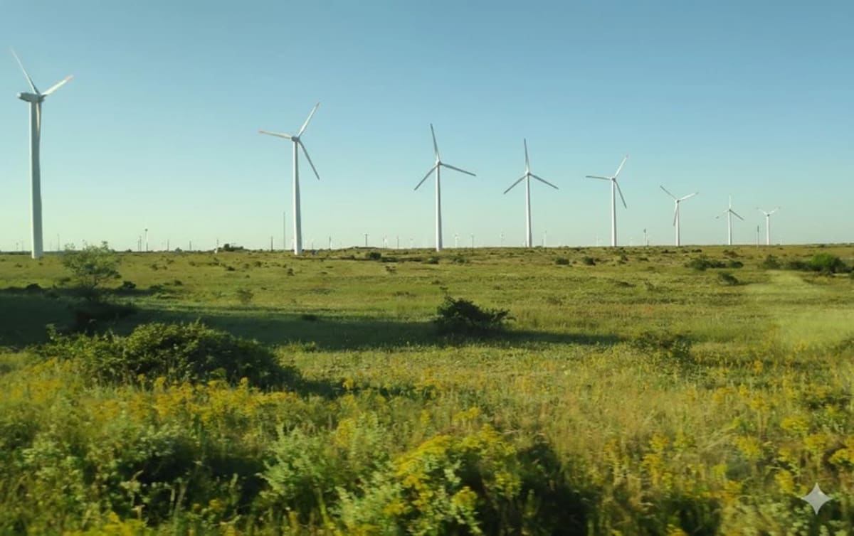 Wind turbines on Hokkaido Island supplying clean energy to adjacent data center facility