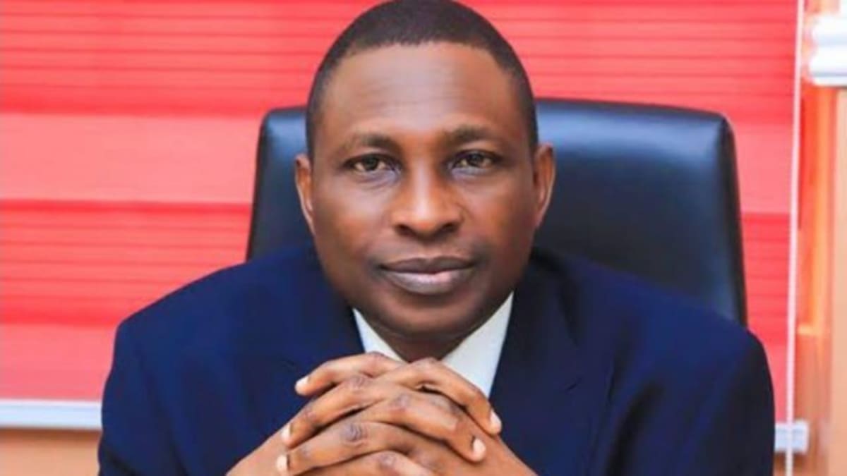 EFCC Chairman Ola Olukoyede speaking at media briefing in Abuja, Nigeria