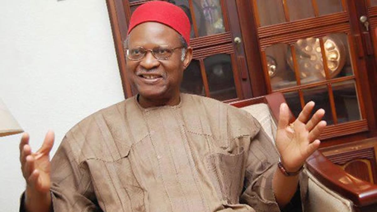 Chief Emeka Anyaoku, former Commonwealth Secretary General, speaking at award ceremony in Nigeria