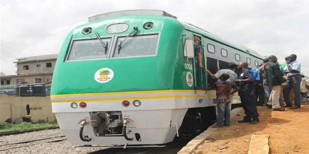 Modern Nigerian Railway Corporation train on newly constructed standard gauge tracks
