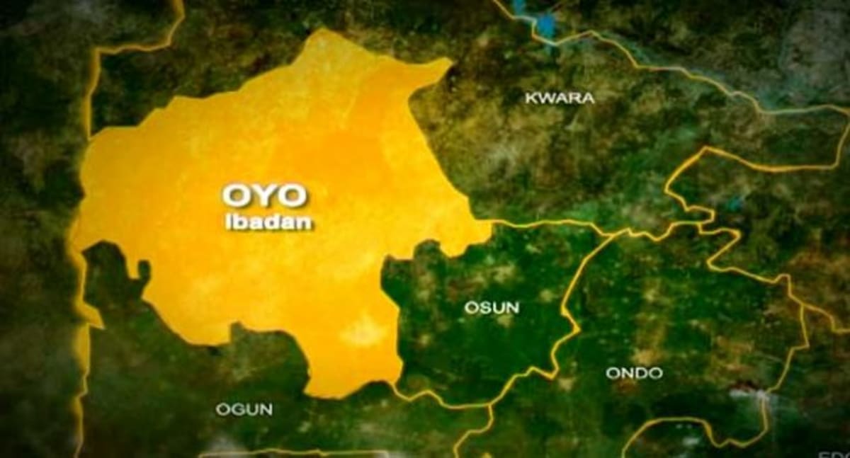 Map showing Oyo State Nigeria where cocoa farmers were rescued from kidnappers