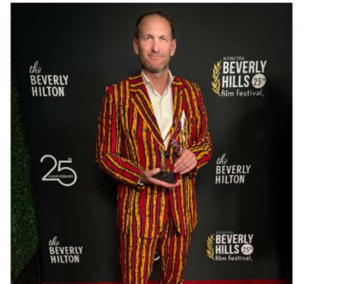 California filmmaker Geoff Browne on location in Lagos, Nigeria filming documentary