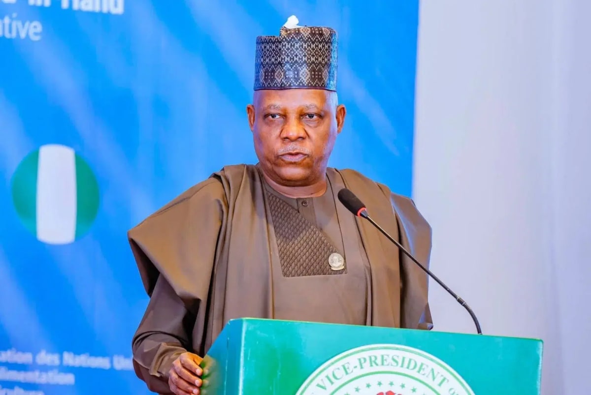 Nigerian Vice President Kashim Shettima at financial inclusion training program launch event