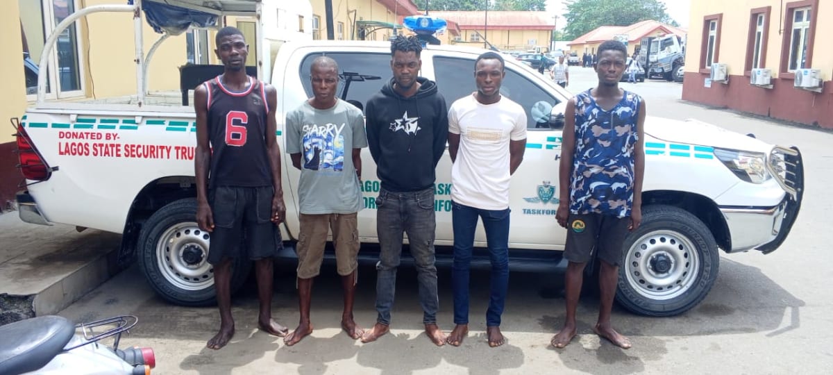 Lagos State Taskforce operatives conducting arrest operation on Abeokuta Expressway