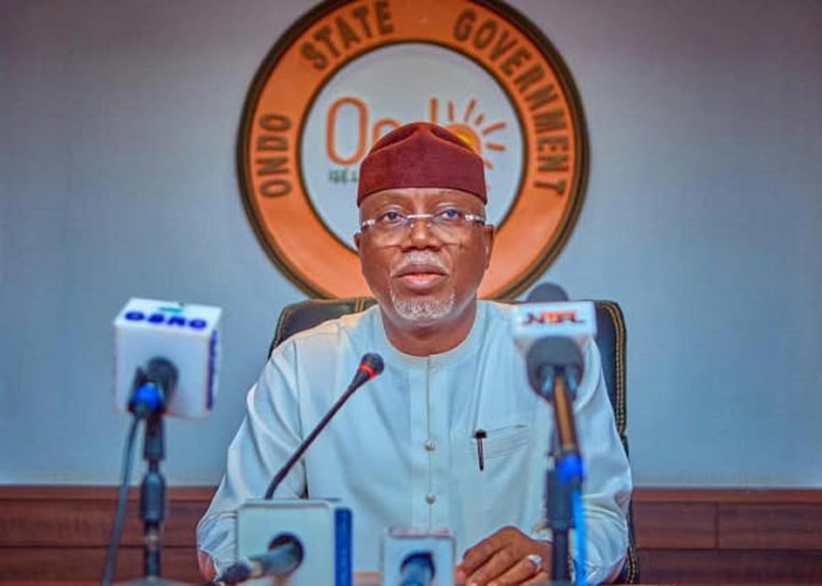Governor Lucky Aiyedatiwa of Ondo State Nigeria speaking at government event