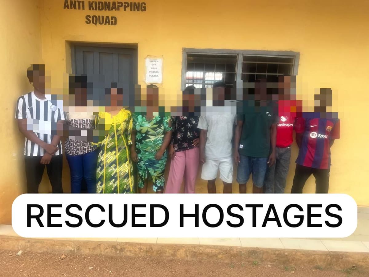 Nigerian police officers conducting rescue operation at criminal hideout in Ogun State