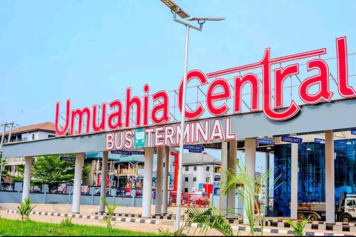 Modern bus terminal in Umuahia, Nigeria, named after Professor Nnenna Oti for electoral integrity