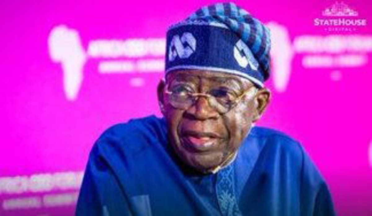 President Tinubu at podium during commissioning ceremony for new Nigerian education facilities