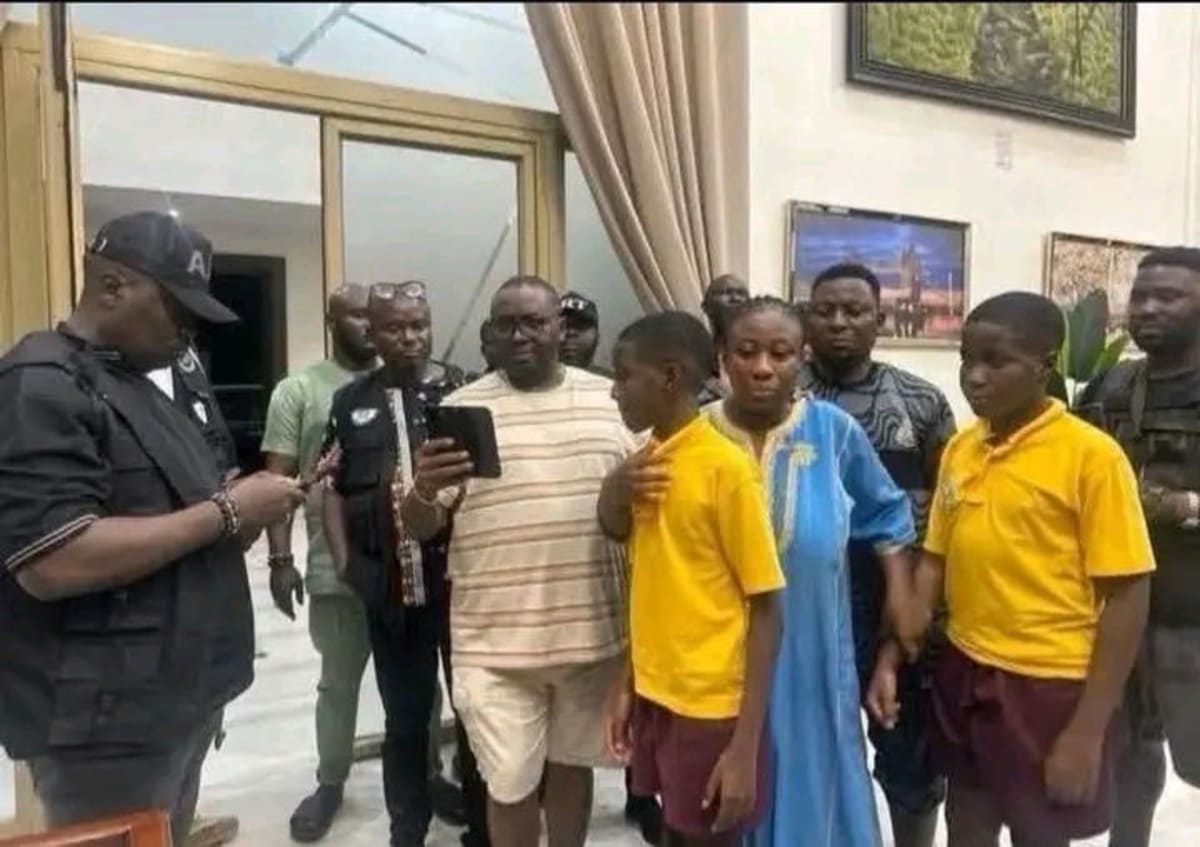 Nigerian security forces and officials collaborating during successful kidnapping rescue operation in Oyo State