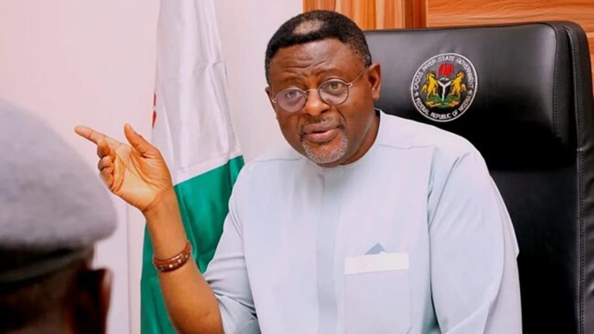 Nigerian Governor Bassey Otu of Cross River State speaking at official event
